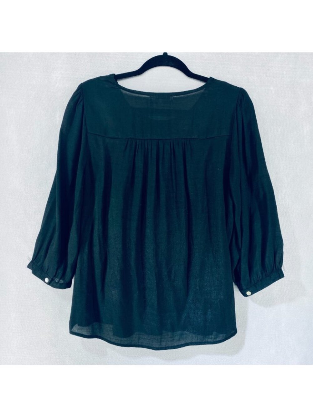 Anthropologie Figueroa & Flower Top Womens L Black Crochet Blouse Whimsygoth - Picture 6 of 11